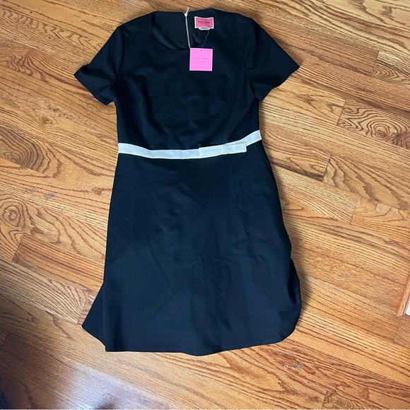 Kate Spade Black Dress with White Bow Belt NWT - Picture 9 of 10